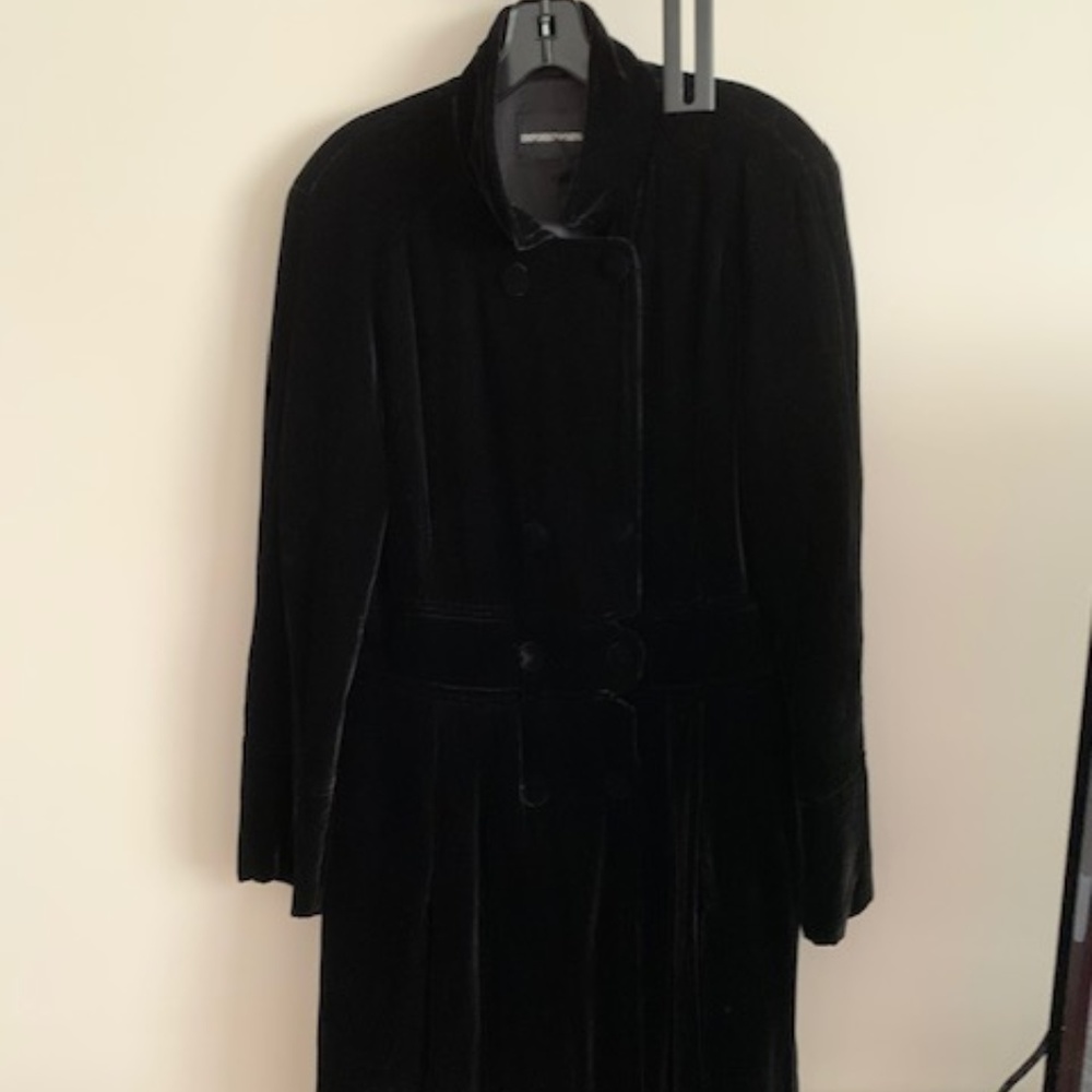 Armani EmporiBlack Velvet Knee Lenght Coat